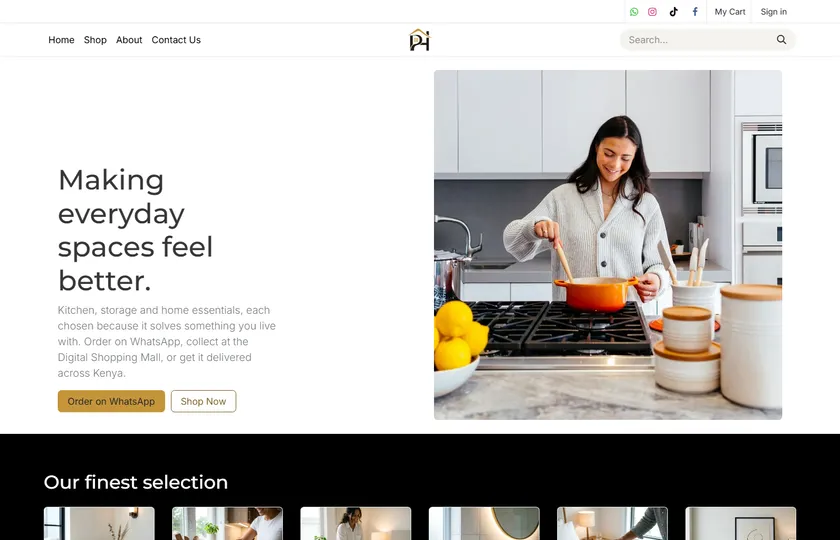 Pambo Homes storefront, home page