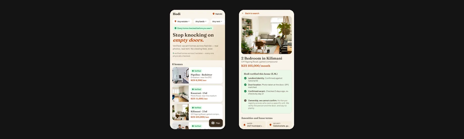 Hodi renter app home screen
